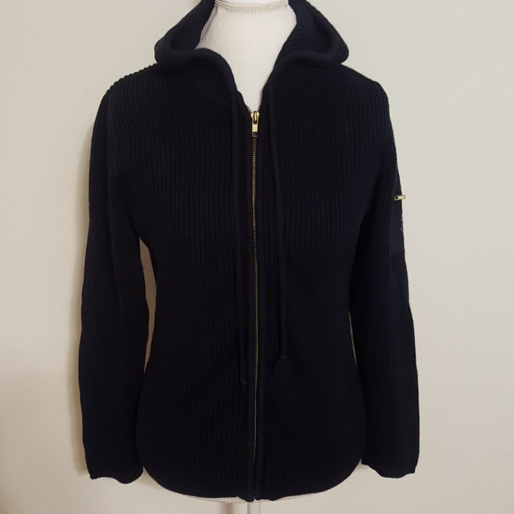 Lauren Ralph Lauren Navy Sweater Hoodie Cardigan